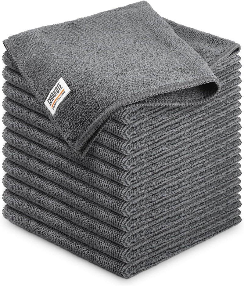 CERAKOTE Microfiber Towels (12 Pack) - Cleaning and Application Towels Durable Microfiber Material - 300 GSM Lint-Free Towel - Ideal for Cars, Home, Shop and Office Cleaning - Image 1